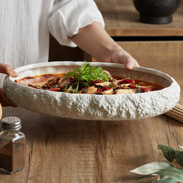 Rock Pattern Porcelain Soup Plates - Crisp Habitat