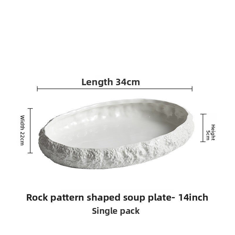 Rock Pattern Porcelain Soup Plates - Crisp Habitat