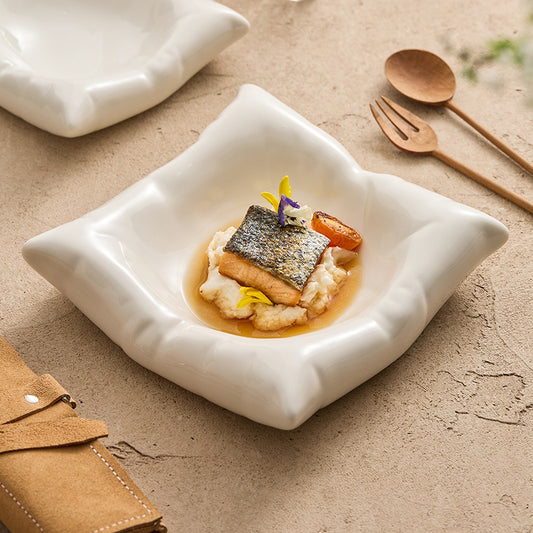 Square Ceramic Dinner Plates - Crisp Habitat