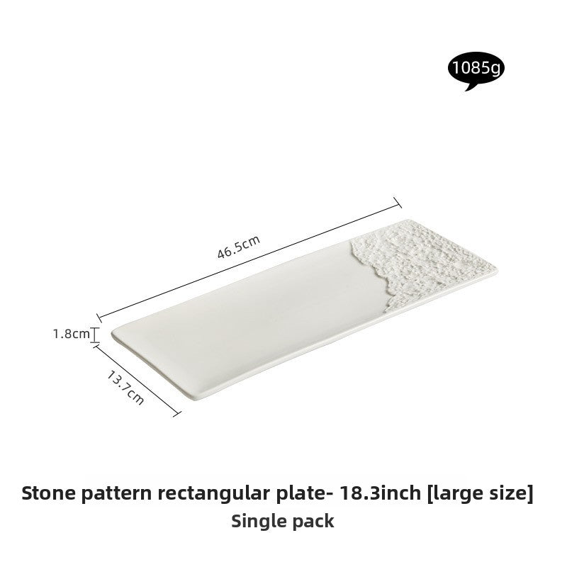 Rock Pattern Rectangular Ceramic Plate - Crisp Habitat