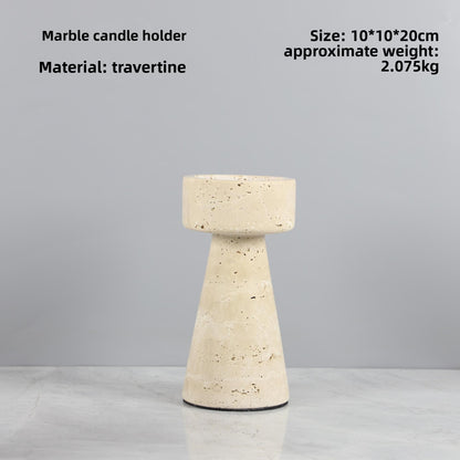 Monolith Travertine Pedestal Candle Holder - Crisp Habitat