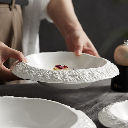 Rock Pattern Ceramic Deep Dish Plate - Crisp Habitat