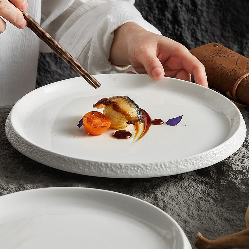 Decorative Stone Edge Porcelain Dinner Plate - Crisp Habitat