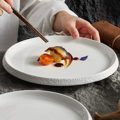 Decorative Stone Edge Porcelain Dinner Plate - Crisp Habitat