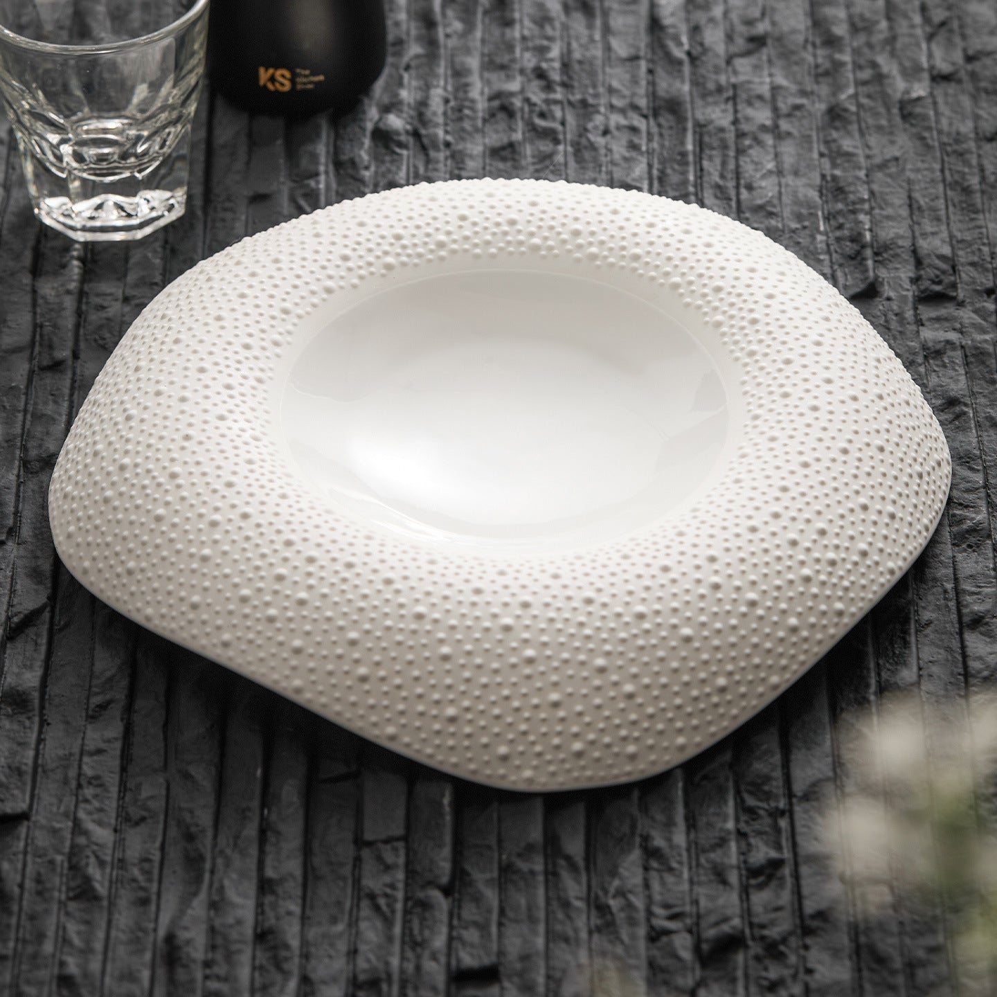 Sesame Dot Ceramic Square Plate - Crisp Habitat