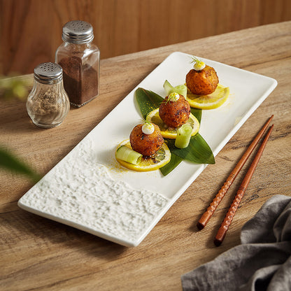 Rock Pattern Rectangular Ceramic Plate - Crisp Habitat