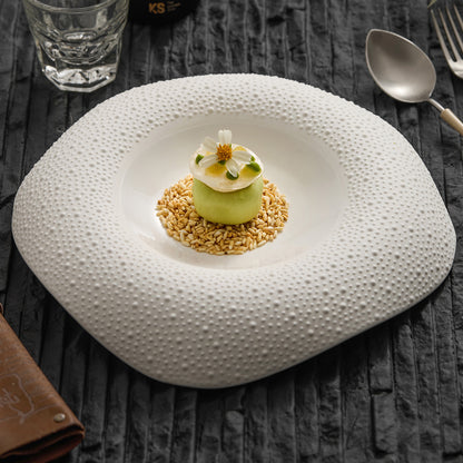 Sesame Dot Ceramic Square Plate - Crisp Habitat