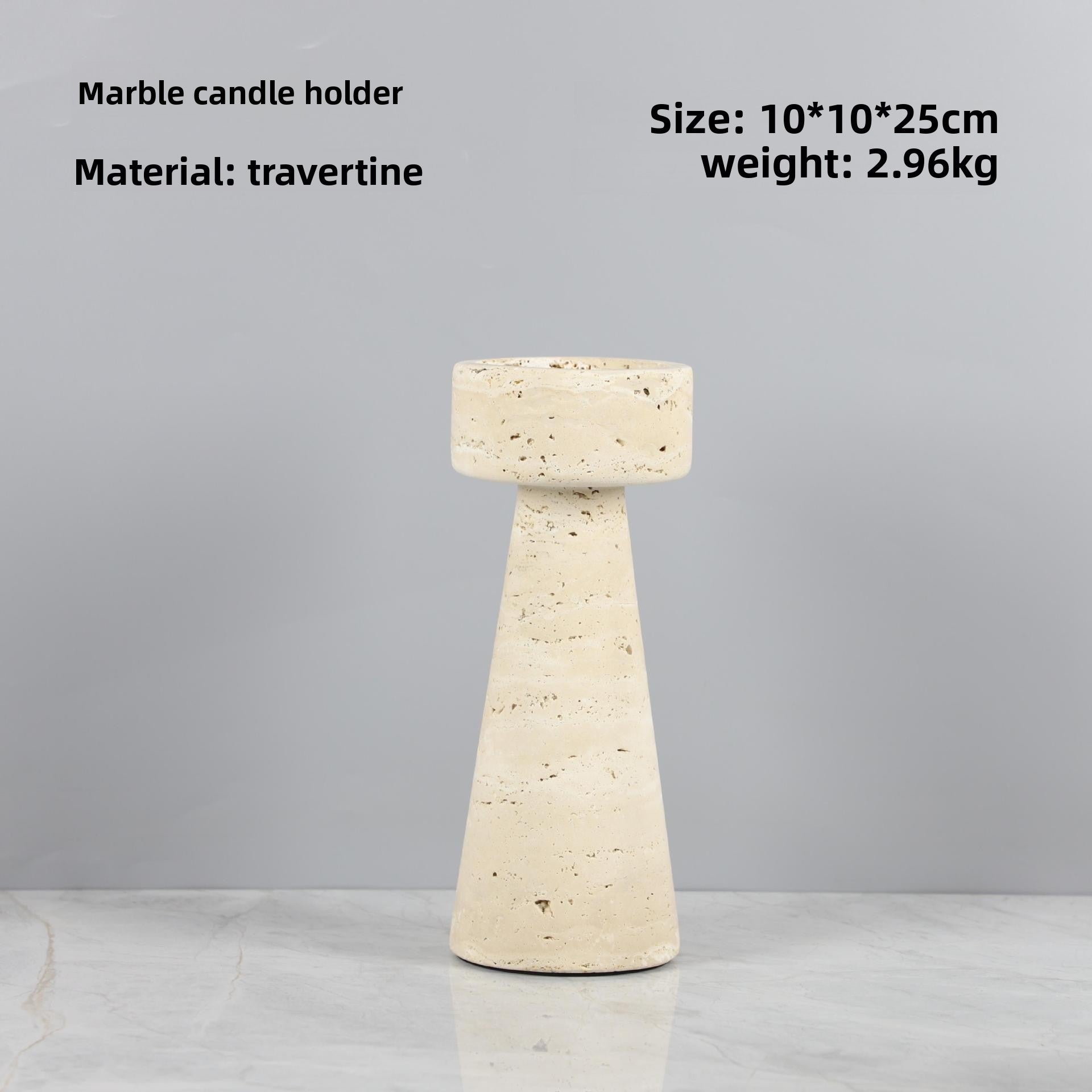 Monolith Travertine Pedestal Candle Holder - Crisp Habitat