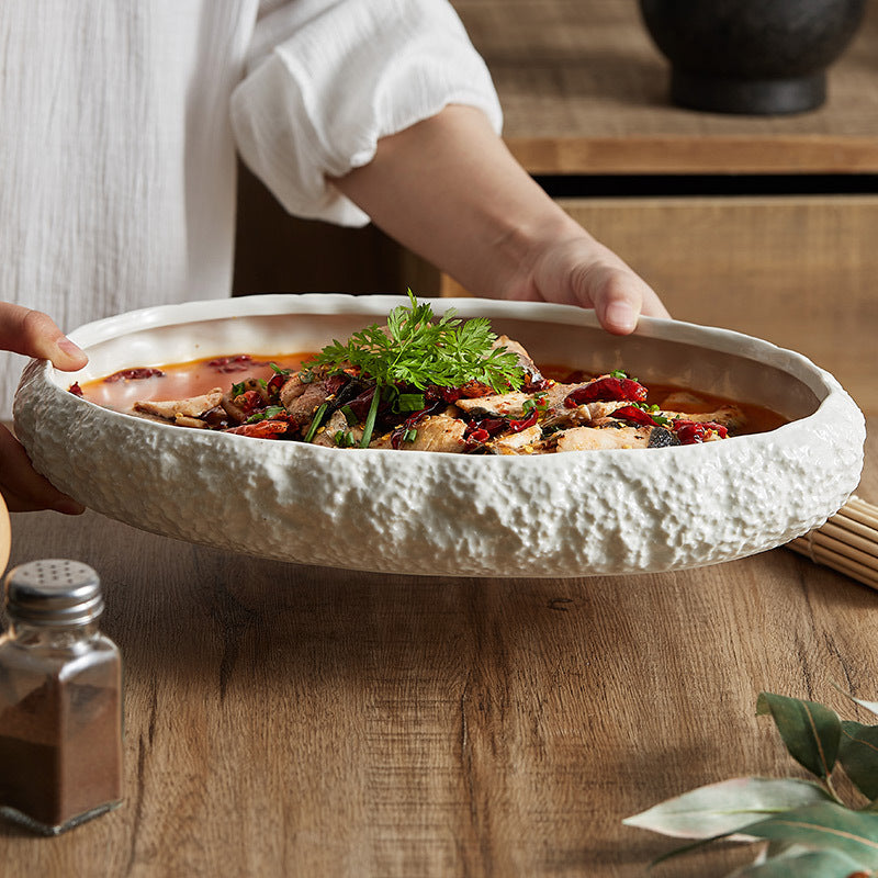 Rock Pattern Porcelain Soup Plates - Crisp Habitat