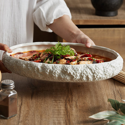 Rock Pattern Porcelain Soup Plates - Crisp Habitat