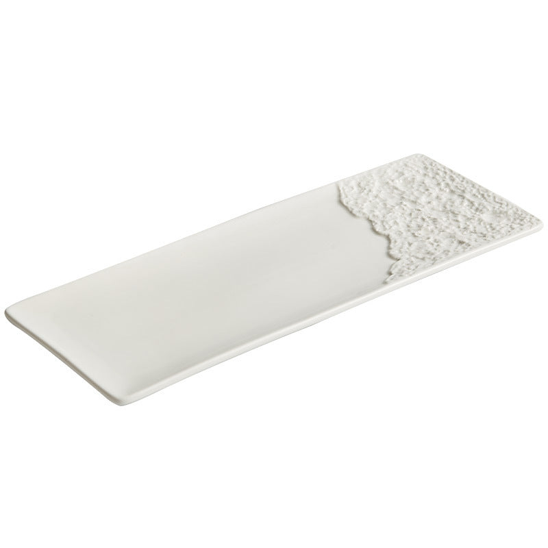 Rock Pattern Rectangular Ceramic Plate - Crisp Habitat