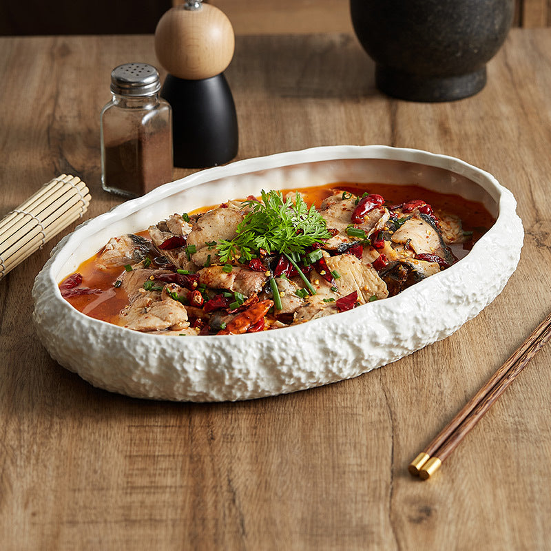 Rock Pattern Porcelain Soup Plates - Crisp Habitat