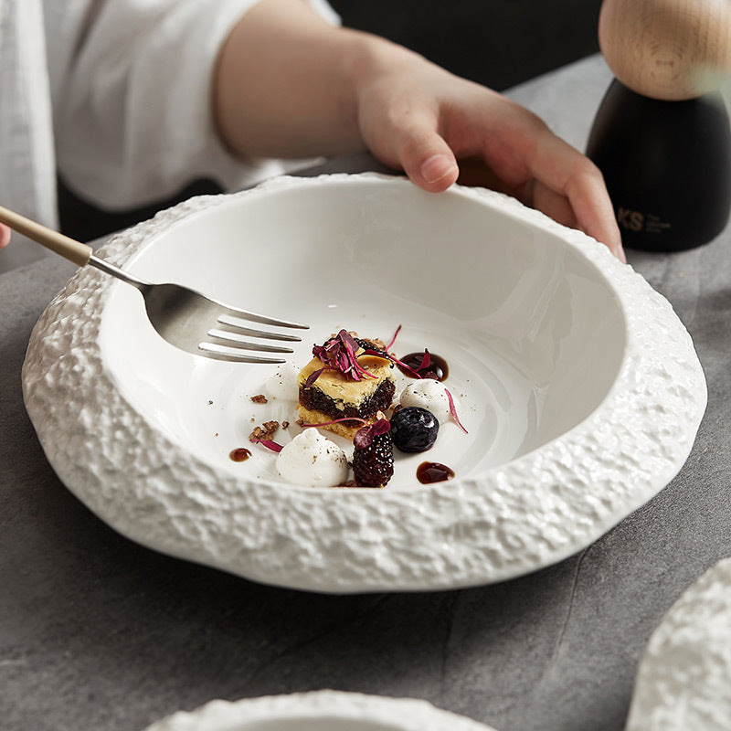 Rock Pattern Ceramic Deep Dish Plate - Crisp Habitat
