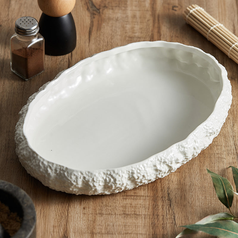 Rock Pattern Porcelain Soup Plates - Crisp Habitat
