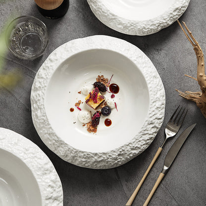 Rock Pattern Ceramic Deep Dish Plate - Crisp Habitat