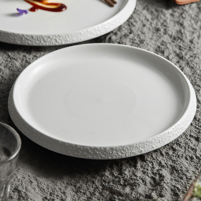 Decorative Stone Edge Porcelain Dinner Plate - Crisp Habitat