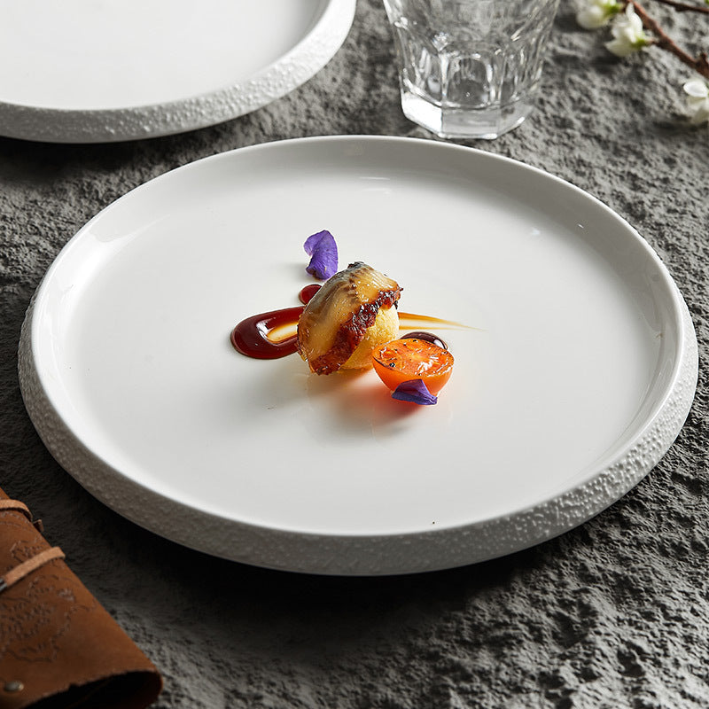 Decorative Stone Edge Porcelain Dinner Plate - Crisp Habitat