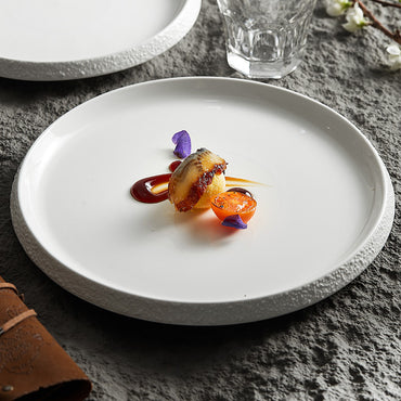Decorative Stone Edge Porcelain Dinner Plate - Crisp Habitat