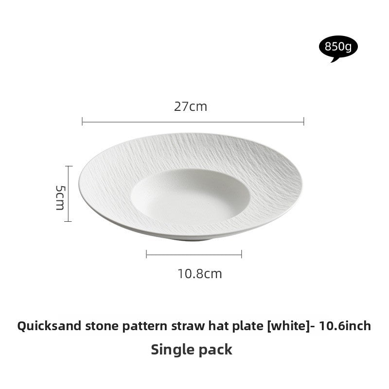Quicksand Stone Straw Hat Ceramic Soup Plate - Crisp Habitat