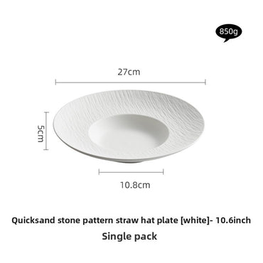 Quicksand Stone Straw Hat Ceramic Soup Plate - Crisp Habitat