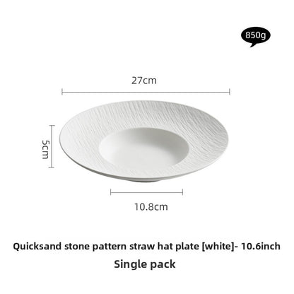 Quicksand Stone Straw Hat Ceramic Soup Plate - Crisp Habitat