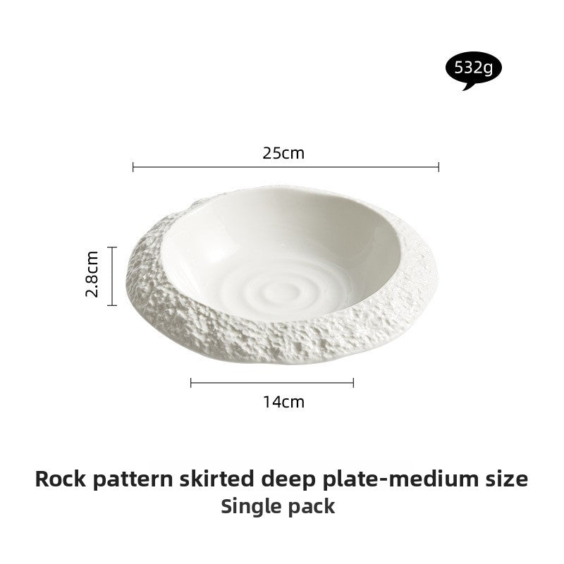 Rock Pattern Ceramic Deep Dish Plate - Crisp Habitat