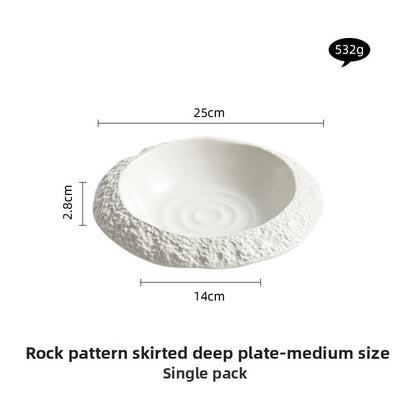 Rock Pattern Ceramic Deep Dish Plate - Crisp Habitat