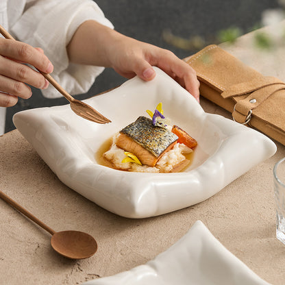 Square Ceramic Dinner Plates - Crisp Habitat