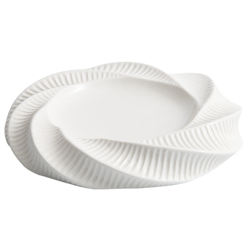 Floral Thread Pattern Double Layer Ceramic Plate - Crisp Habitat