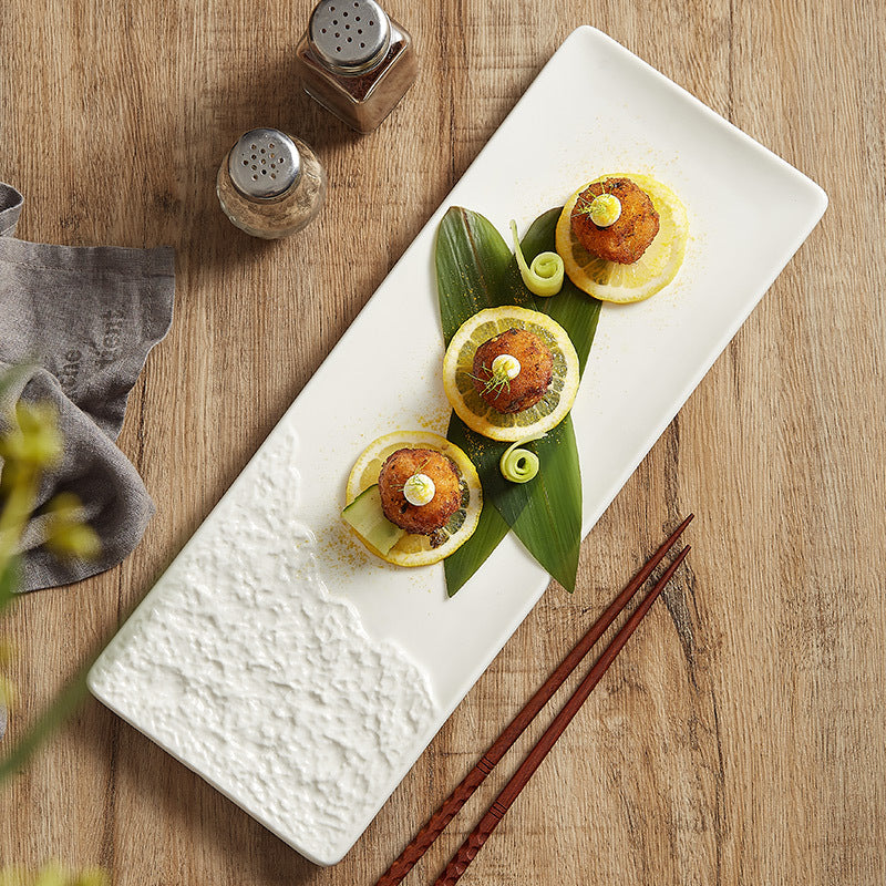 Rock Pattern Rectangular Ceramic Plate - Crisp Habitat