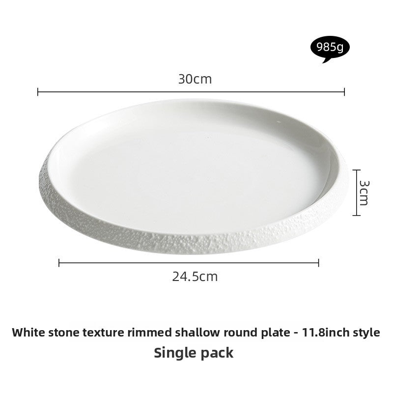 Decorative Stone Edge Porcelain Dinner Plate - Crisp Habitat