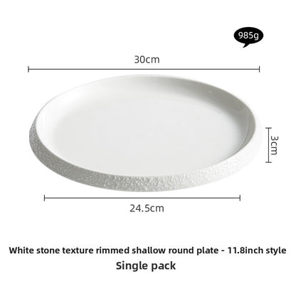 Decorative Stone Edge Porcelain Dinner Plate - Crisp Habitat