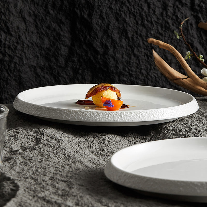 Decorative Stone Edge Porcelain Dinner Plate - Crisp Habitat