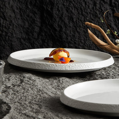 Decorative Stone Edge Porcelain Dinner Plate - Crisp Habitat