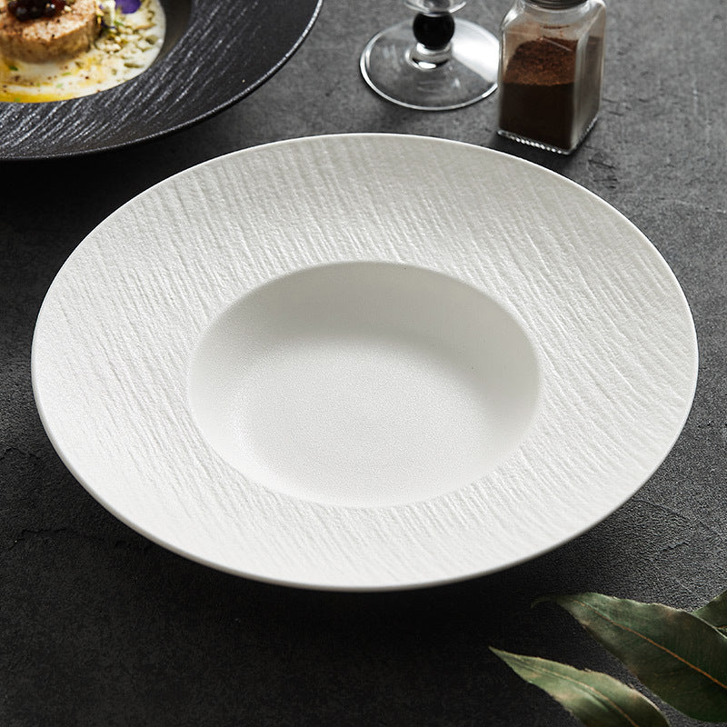 Quicksand Stone Straw Hat Ceramic Soup Plate - Crisp Habitat