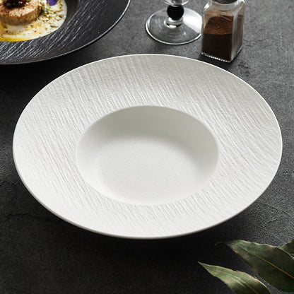 Quicksand Stone Straw Hat Ceramic Soup Plate - Crisp Habitat