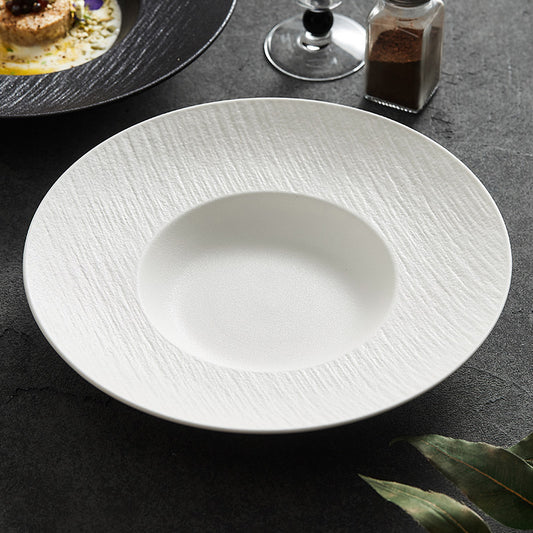Quicksand Stone Straw Hat Ceramic Soup Plate - Crisp Habitat