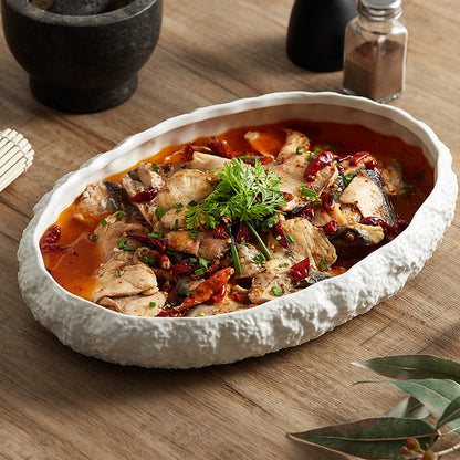 Rock Pattern Porcelain Soup Plates - Crisp Habitat
