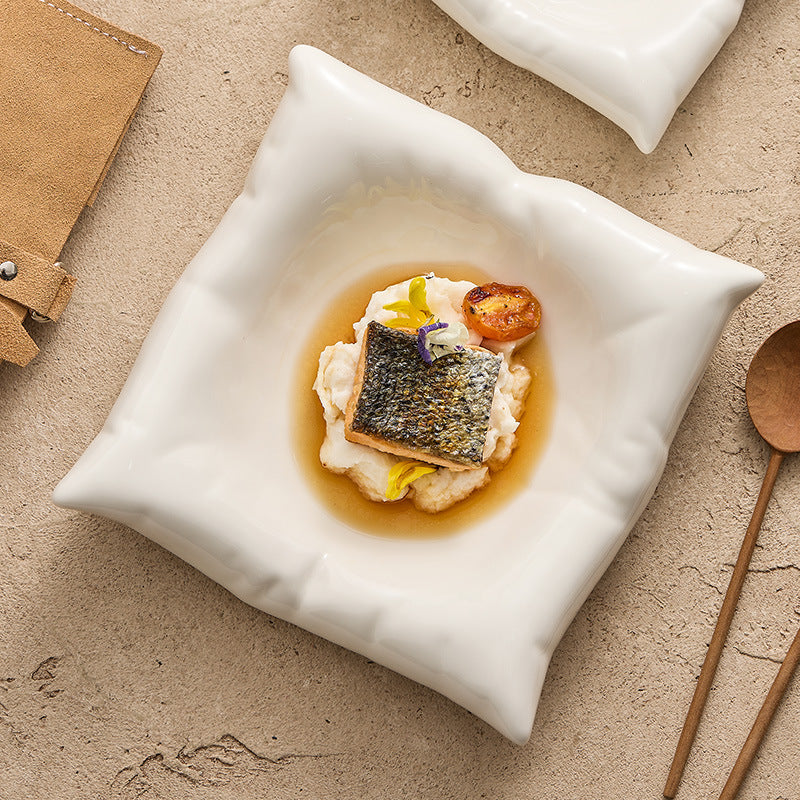 Square Ceramic Dinner Plates - Crisp Habitat
